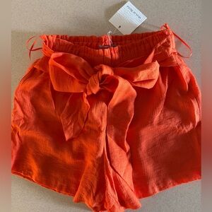 Stylish Skylar Rose fully lined High Waist Orange Shorts with Tie/Bow